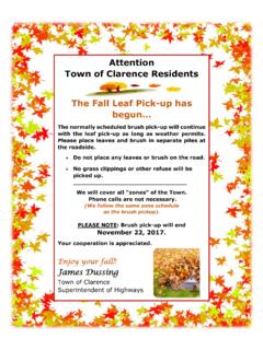 Attention Town of Clarence Residents The Fall Leaf Pick-up has