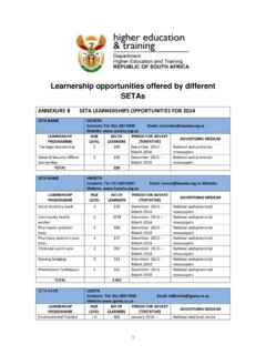 Learnership opportunities offered by different SETAs