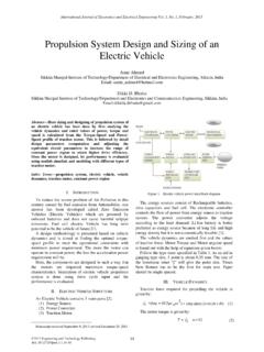 Propulsion System Design and Sizing of an Electric Vehicle