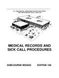MEDICAL RECORDS AND SICK CALL PROCEDURES