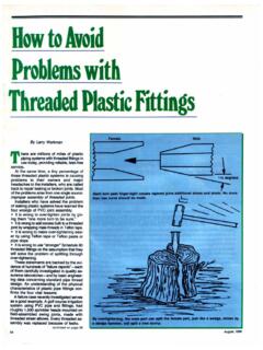 HowtoAvoid Problems with Threaded Plastic fittings