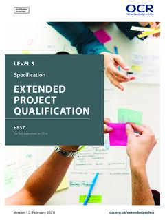 Specification EXTENDED PROJECT QUALIFICATION