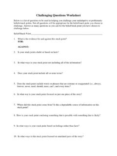 Challenging Questions Worksheet