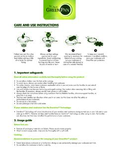 CARE AND USE INSTRUCTIONS - Greenpan