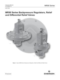 MR98 Series Backpressure Regulators, Relief and ...