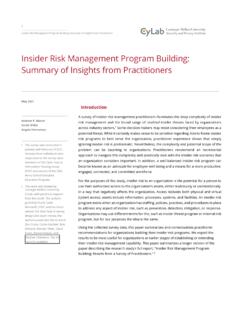 Insider Risk Management Program Building: Summary of ...