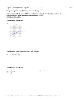 Infinite Algebra 1 - Slopes, Equations of Lines, and …