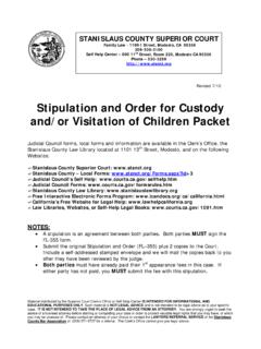 Stipulation and Order for Custody and/or Visitation of ...