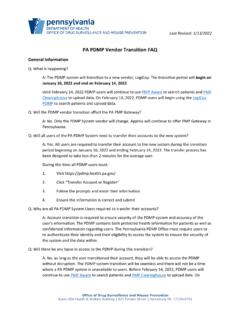 PA PDMP Vendor Transition FAQ