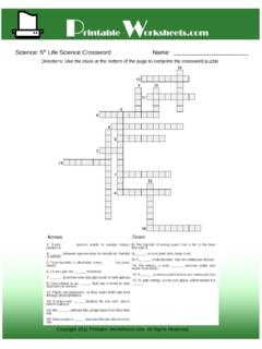 Science: 5th Life Science Crossword Name