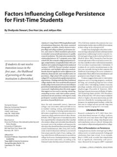 Factors Influencing College Persistence for First-Time ...