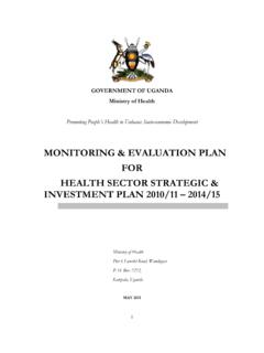 MONITORING &amp; EVALUATION PLAN FOR ... - Government of …