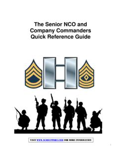 The Senior NCO and Company Commanders Quick …