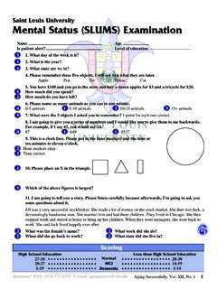 Mental Status (SLUMS) Examination - Saint Louis …