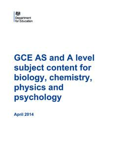 GCE AS and A level subject content for biology, chemistry ...