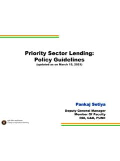 Priority Sector Lending: Policy ... - Reserve Bank of India