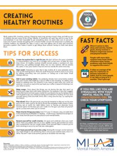 CREATING HEALTHY ROUTINES Tips for success