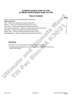 ULTIMATE DOUBLE HUNG TILT PAC Table of Contents