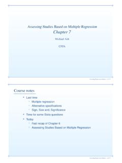 Assessing Studies Based on Multiple Regression Chapter 7