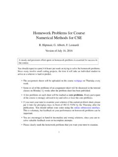 Homework Problems for Course Numerical Methods for CSE