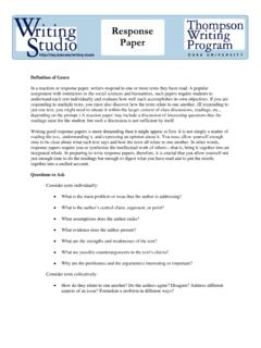 Response Paper - Thompson Writing Program