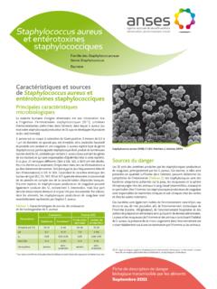 Staphylococcus aureus et ent&#233;rotoxines staphylococciques