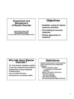 Assessment and Objectives Management of Bipolar Disorder