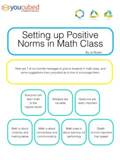 Setting up Positive Norms in Math Class - YouCubed