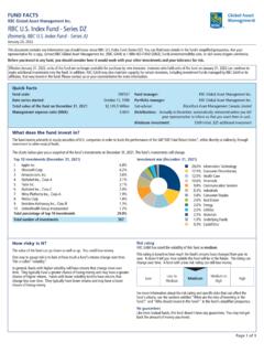 FUND FACTS - RBC U.S. Index Fund - Series DZ