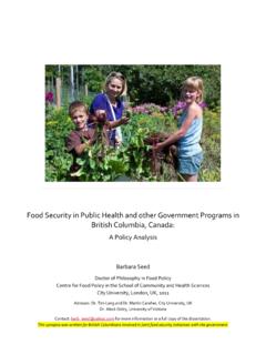 Food Security in Public Health and other …