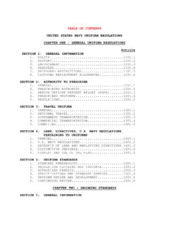 U.S. NAVY UNIFORM REGULATIONS, Table of …