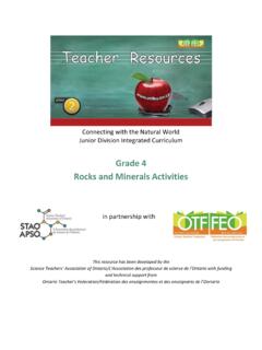 Grade 4 Rocks and Minerals Activities - OTF/FEO