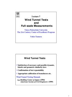Lecture 7 Wind Tunnel Tests and Full-scale Measurements