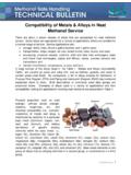 Compatibility of Metals &amp; Alloys in Neat Methanol Service