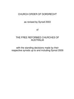Free Reformed Churches of Australia - Church Order