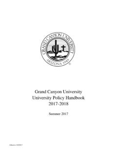 University Policy Handbook - Grand Canyon University
