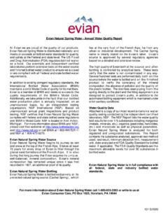 Evian Natural Spring Water - Annual Water Quality Report