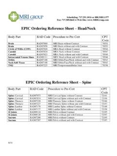 EPIC Ordering Reference Sheet Head/Neck - MRI Group