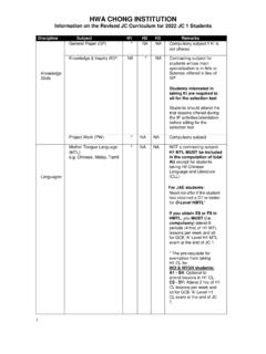 Information on the Revised JC Curriculum for 2022 JC 1 ...