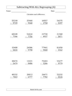 Subtraction Worksheet -- Subtracting 4-Digit Numbers with ...