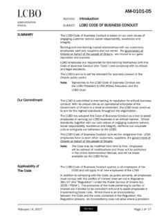 AM-0101-05 - LCBO Code of Business Conduct
