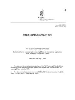 PATENT COOPERATION T REATY (PCT) - WIPO