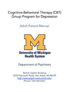 CBT Group Program for Depression Patient Manual