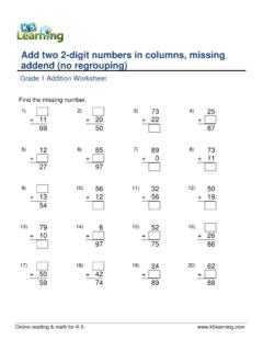 Add two 2-digit numbers in columns, missing …