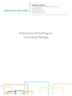 Rolling Door Parts Program Information Package