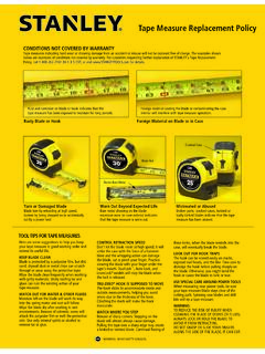 Tape Measure Replacement Policy - Stanley Hand Tools