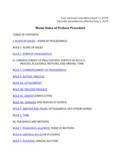 Maine Rules of Probate Procedure