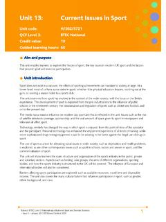 Unit 13: Current Issues in Sport - Edexcel