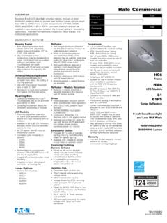 Halo Commercial HC6 series spec sheet - Cooper Lighting