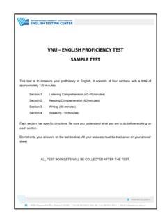 VNU – ENGLISH PROFICIENCY TEST SAMPLE TEST